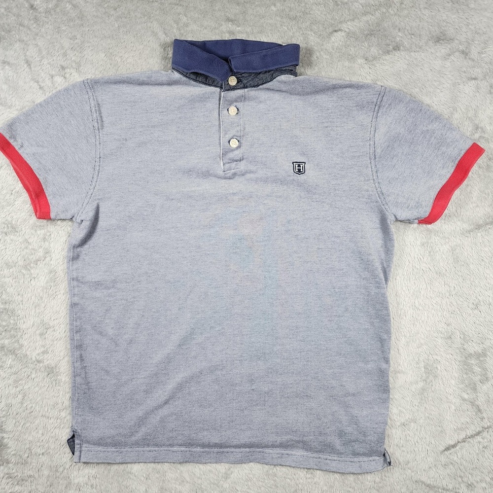Hackett London Polo Shirt Mens Small Blue Tailored Fit‎ Contrast Collar Logo